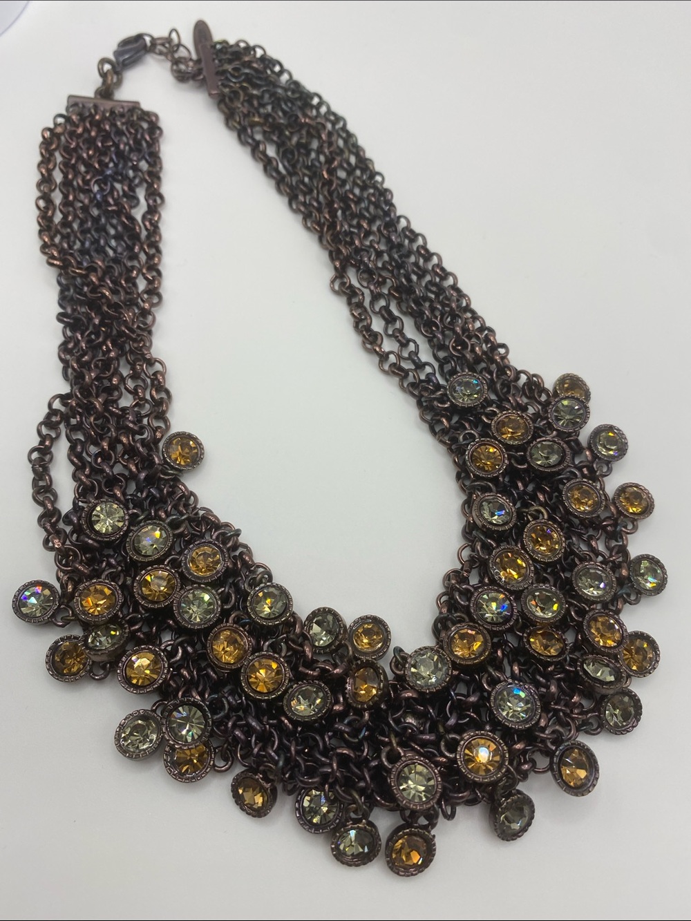 Elegant Brown Crystal Statement Necklace
